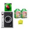 Fujifilm Instax Mini EVO Instant Camera (Black) w/BuzzPhoto Microfiber Cleaning Cloth and 2 Twin Packs Mini Instant Film view 1