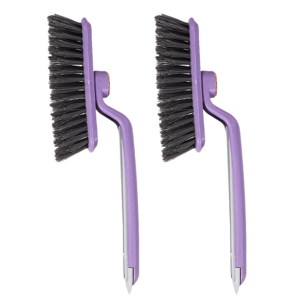 BELLIFFY 2pcs Rotating Hard Bristle Cleaning Brush for Small Spaces and Window Tracks, 2-in-1 Groove Gap Scrub Brush for Bathroom Tiles and Household Crevice Cleaning Random Color