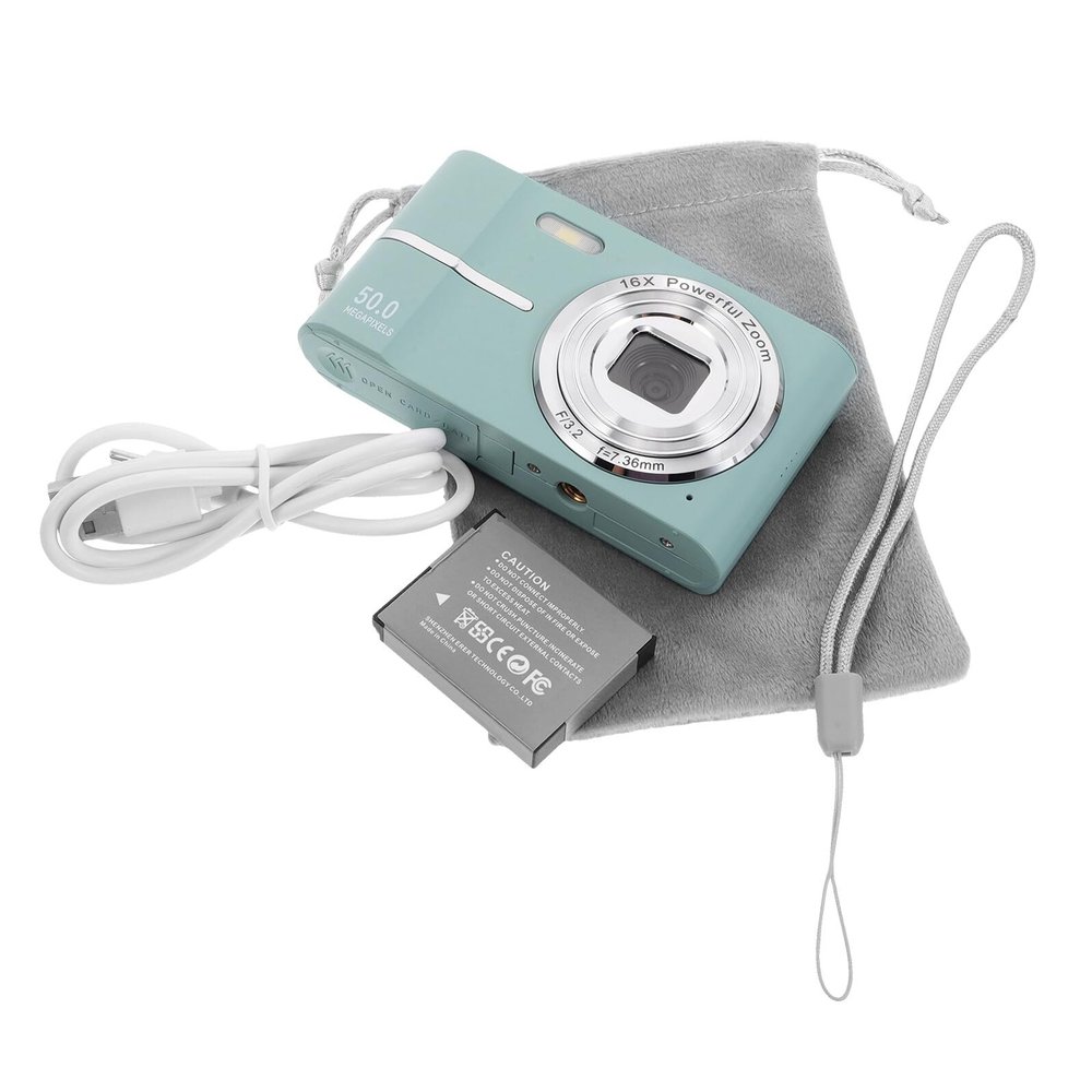 Alipis Miniature Compact Digital Camera for Adults and Teens, Lightweight Retro Style with 16x Zoom, HD Point-and-Shoot for Travel, Vlogging, and Everyday Photography, Green