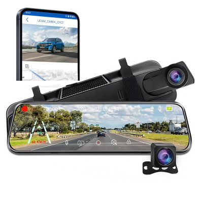 10'' Rear View Mirror Camera for Lucid Dream Edition Range Dream, Dash Cam Front and Rear for Car, 170 Wide Angle, 24H Parking Mode, Full Touch Screen Loop Recording, B 2K+1080P+WiFi