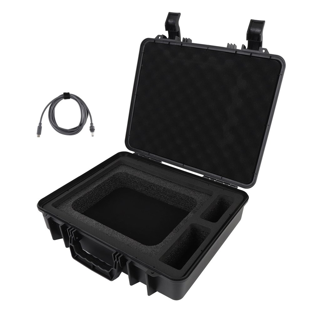 BONKZEBU WaterResistant Hard Case for Mini Dish Kickstand Pipe Adapter Power Supply Cables Ethernet Cables Foam Interior with 9.8ft USB C to DC Power Cord
