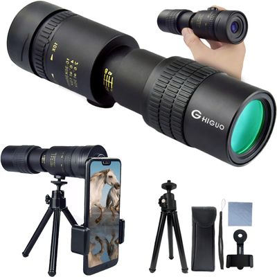 10-300x40 Monoculars for Adults High Powered, Compact Monocular Telescope for Smartphone, Mini Pocket Handheld Monocular with Flexible Tripod for Hunting, Star Gazing, Bird Watching, Travel