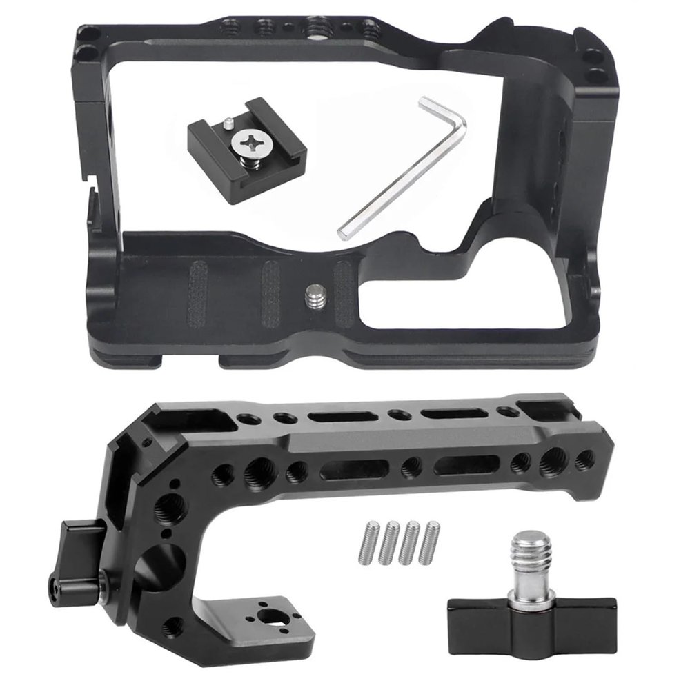 Compatible for Canon EOS M6 Mark II, Camera Cage Rig with Comfortable Grip, Top Handle & Cold Shoe Mount(Combo C)