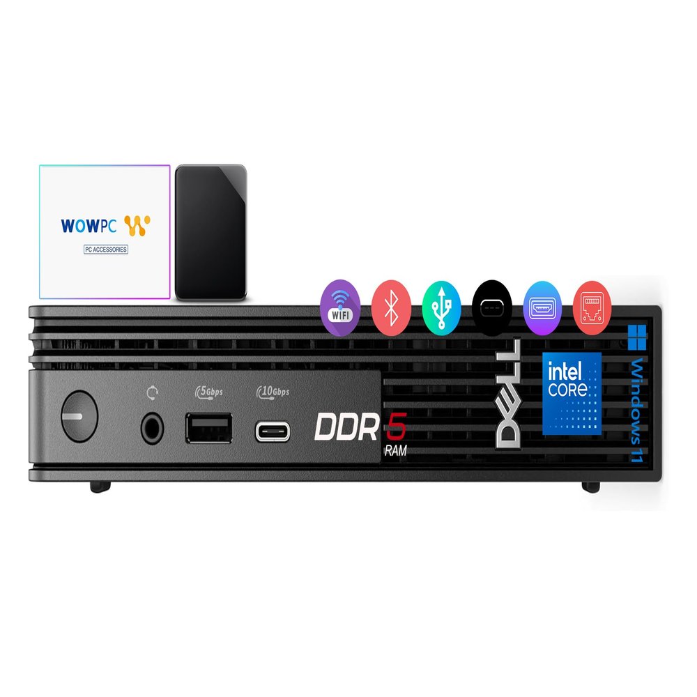 Dell Pro QCM1250 Business Mini Desktop, Intel 14-Core Core i5-14500T, 32GB DDR5 RAM, 2.5TB Storage (2TB SSD + 512GB Portable), Dual 4K Ports (HDMI+DP), w/KB & Mouse, Win 11, Free Office 365 for Web