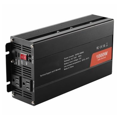 1000W Pure Sine Inverter, 12V to 120V Power Converter with 2 Outlets & USB-C, Control, for Smartphones, Laptops, Camping & Home Bkup
