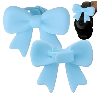 1 Pair Blue Bows Decor Headphone Accessories, 3D Cute Bow Decoration for Headphones, Silicone Headphone Clip Decor for Women Girls Gamers