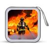 RLDOBOFE Firefighter Fireman Flame CD Case Holder Hard Plastic DVD Disc Storage Case Holder DVDs Wallet Holders with Zipper Disc Cases Storage Binder CD/DVD Case Wallet for Car Home Office Travel view 1