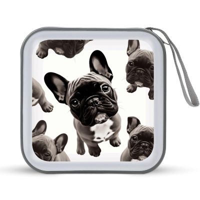 RLDOBOFE French Bulldog2_77999575 CD Case Holder Hard Plastic DVD Disc Storage Case Holder DVDs Wallet Holders with Zipper Disc Cases Storage Binder CD/DVD Case Wallet for Car Home Office Travel