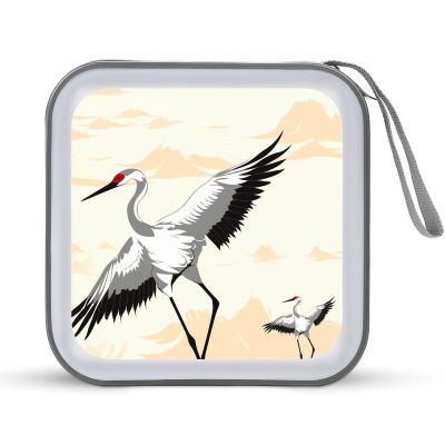 RLDOBOFE Japanese Crane1 CD Case Holder Hard Plastic DVD Disc Storage Case Holder DVDs Wallet Holders with Zipper Disc Cases Storage Binder CD/DVD Case Wallet for Car Home Office Travel