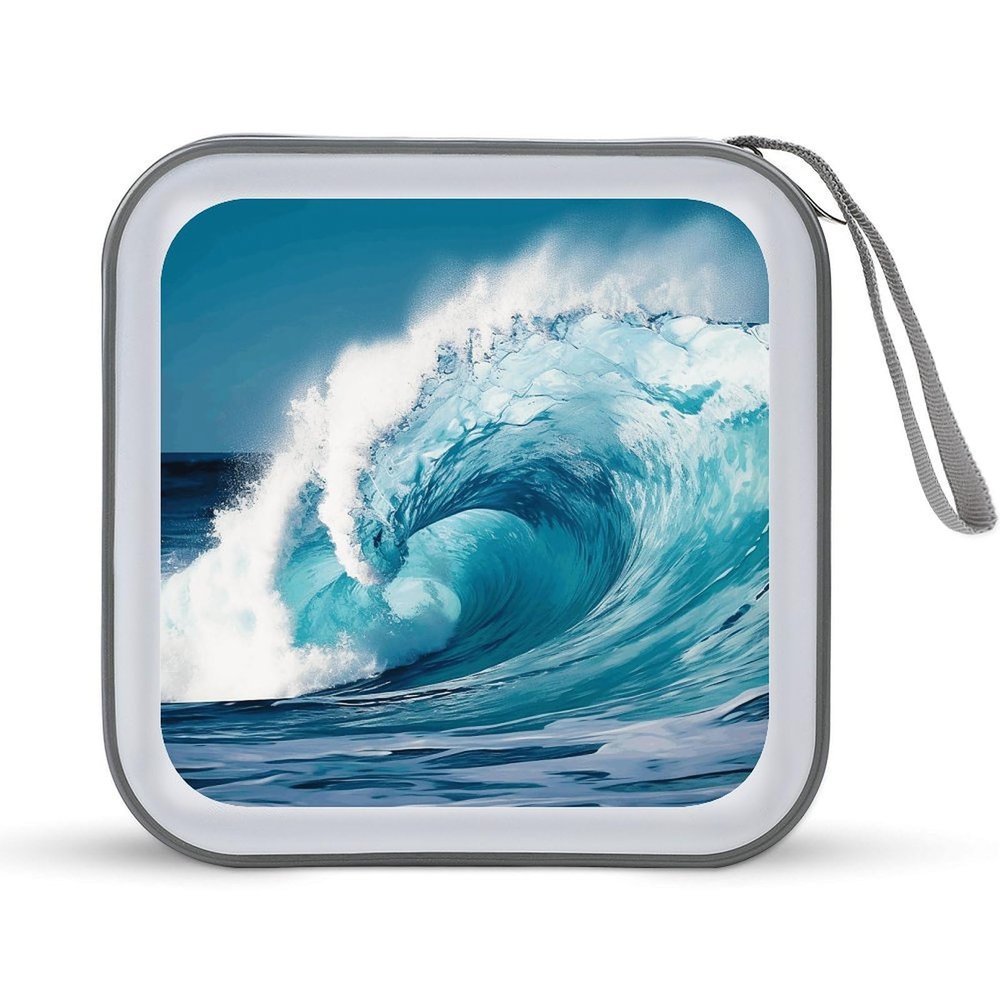 RLDOBOFE Ocean Wave3 CD Case Holder Hard Plastic DVD Disc Storage Case Holder DVDs Wallet Holders with Zipper Disc Cases Storage Binder CD/DVD Case Wallet for Car Home Office Travel