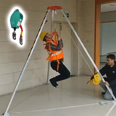 Portable Emergency Rescue Tripod Kit - Fall Protection System for Confined Spaces, Aerial Work, Pit & Trench - Safety Pulley Lifting Equipment for Efficient Rescue Operations