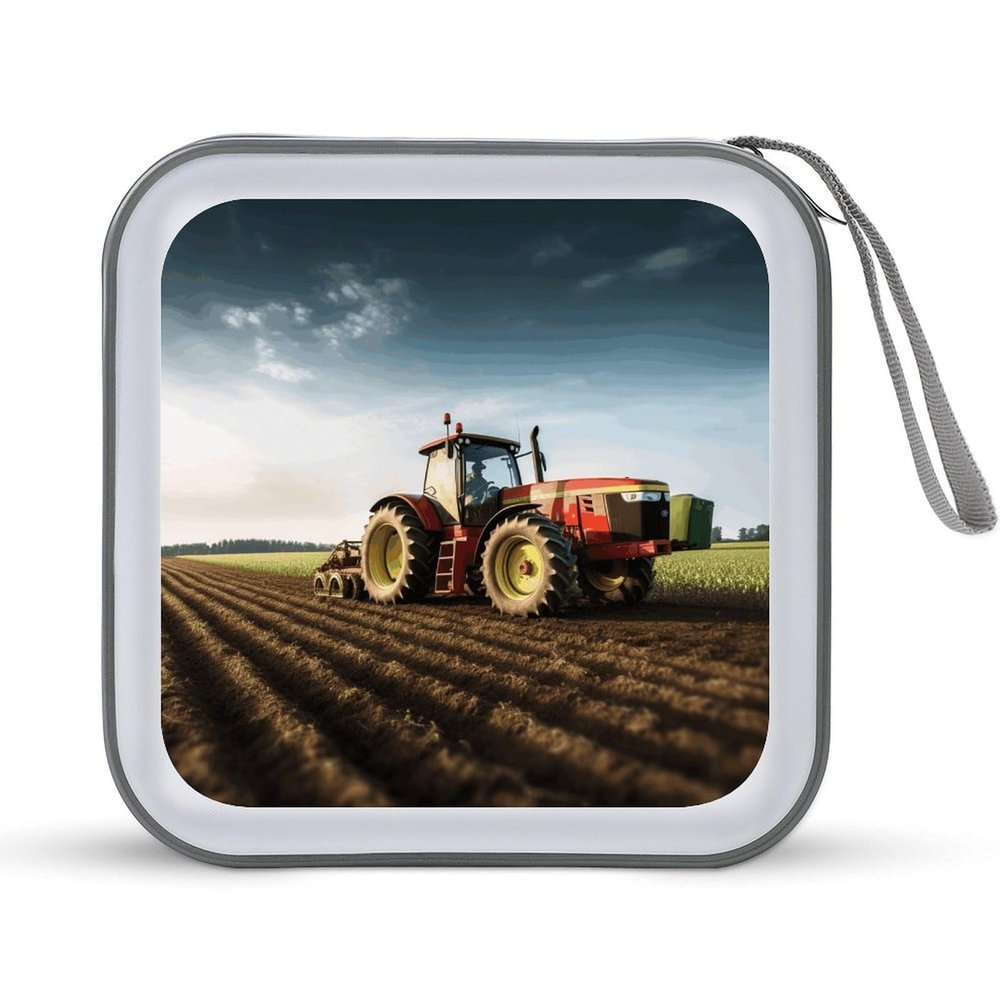 RLDOBOFE Tractor Farm CD Case Holder Hard Plastic DVD Disc Storage Case Holder DVDs Wallet Holders with Zipper Disc Cases Storage Binder CD/DVD Case Wallet for Car Home Office Travel