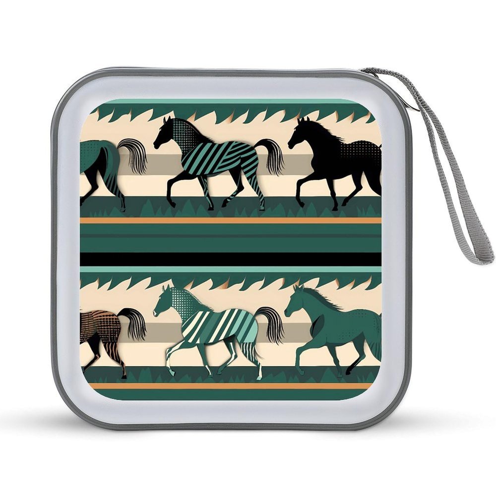 RLDOBOFE Horse Stripes Pattern CD Case Holder Hard Plastic DVD Disc Storage Case Holder DVDs Wallet Holders with Zipper Disc Cases Storage Binder CD/DVD Case Wallet for Car Home Office Travel