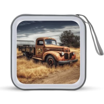 RLDOBOFE Old Truck Car CD Case Holder Hard Plastic DVD Disc Storage Case Holder DVDs Wallet Holders with Zipper Disc Cases Storage Binder CD/DVD Case Wallet for Car Home Office Travel