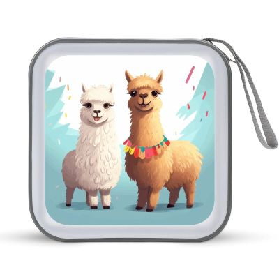 RLDOBOFE Llama Alpaca CD Case Holder Hard Plastic DVD Disc Storage Case Holder DVDs Wallet Holders with Zipper Disc Cases Storage Binder CD/DVD Case Wallet for Car Home Office Travel