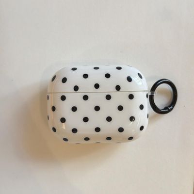 IMD Case with Ring for Apple AirPods 1 2 3 4 Pro Black and White Color Polka Dots Pattern Classic Classy Timeless Retro Vintage Simple French Elegant Girls Women (for AirPods 3rd)