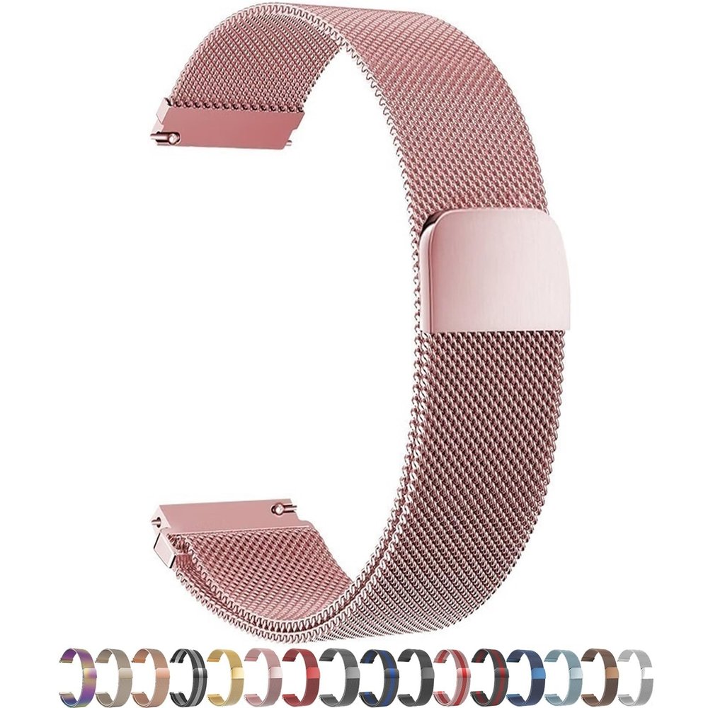 TZBVVQZ Stainless Steel Mesh Watch Band Magnetic Quick Release Adjustable Metal Strap for Men Women 12mm 14mm 16mm 18mm 20mm 22mm 24mm Smartwatch Replacement Band(Pink,18mm)