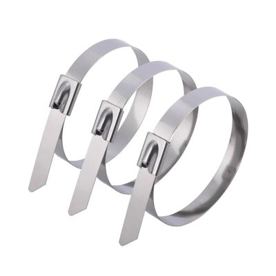 100PCS Metal Cable Ties Stainless Steel Self Locking Fastening Rings Heavy Duty Cables Tie Strap Exhaust Wrap Organizer for Home Office(4.6x200mm)