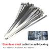 100PCS Metal Cable Ties Stainless Steel Self Locking Fastening Rings Heavy Duty Cables Tie Strap Exhaust Wrap Organizer for Home Office(4.6x200mm) view 2