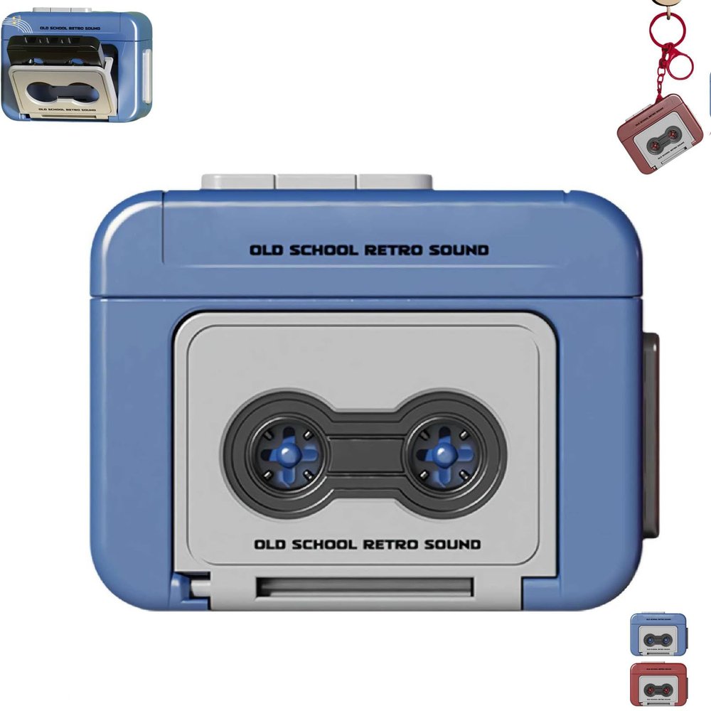Creative Mini Tape Recorder Keychain,Portable Retro Recorder Keychain,Retro Cassette Player Pendant Gift with Three Songs,Fun Key Backpack Hanging Accessory Gifts for Birthday Valentine's Day Xmas