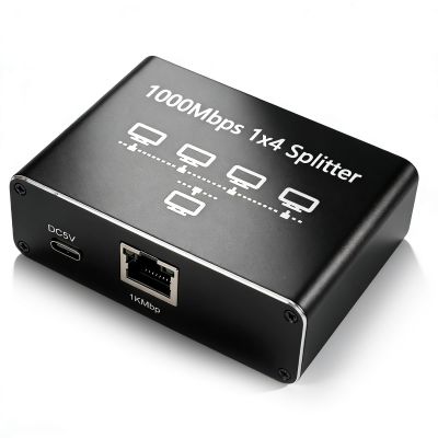 EBTOOLS Gigabit Ethernet Splitter 1 to 4, 1000Mbps High Speed RJ45 Ethernet Switch with USB Power Cable, Network Hub Applicable to Cat5/5e/6/7/8 Cable