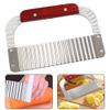 Stainless Steel Wave Potato Cutter with Wooden Handle - Crinkle Cutting Tool for Fries, Vegetables & Chips, for Ideal for BBQ Party Food Prep view 2