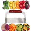 Stainless Steel Wave Potato Cutter with Wooden Handle - Crinkle Cutting Tool for Fries, Vegetables & Chips, for Ideal for BBQ Party Food Prep view 4