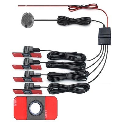 Car Parking Sensor Assistant 4 Black/Silver/White 13mm Flat Sensors Reverse Radar Sound Buzzer Alarm Sound(White sensors)