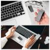 Lurrose 4pcs Adjustable Laptop Riser Stand with Anti-Skid Computer Keyboard Holder and Ventilated Cooling Pad for Home Office Desk, Gray and White view 3