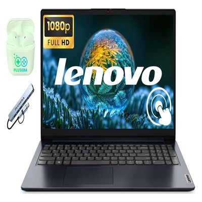 Lenovo IdeaPad 15.6" FHD Touchscreen Business Laptop Computer, 10-core Intel i5 Processor, 16GB RAM 512GB Storage (256GB SSD+256GB Docking Set), Windows 11 Laptop, PLUSERA Earphones, Abyss Blue