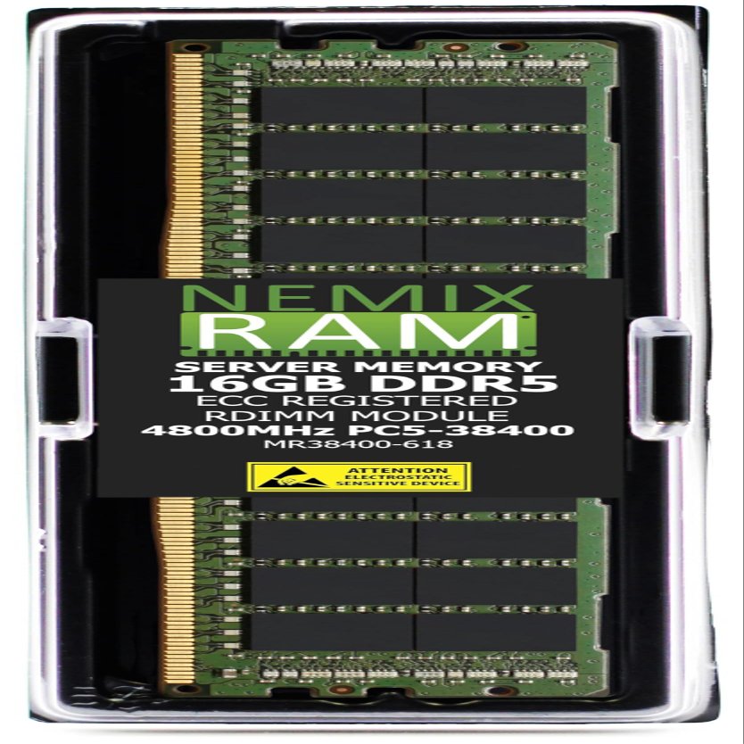 16GB (1X16GB) DDR5 4800MHz PC5-38400 1Rx8 1.1V CL40 288-PIN ECC RDIMM Registered NEMIX RAM Server Memory Compatible with Supermicro MEM-DR516L-CL01-ER48
