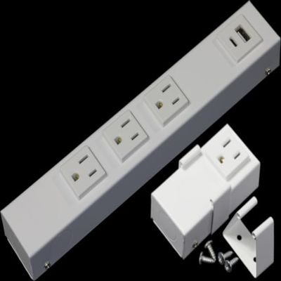 10 Hardwired Power Strip (NO Power Cord), 3 Vertical Outlets (NOT Tamper Resistant), NO Ears (Without mounting tabs on Both Ends), 15A (NEMA 5-15R - NOT a 20 Amp Unit), USB A+C, White