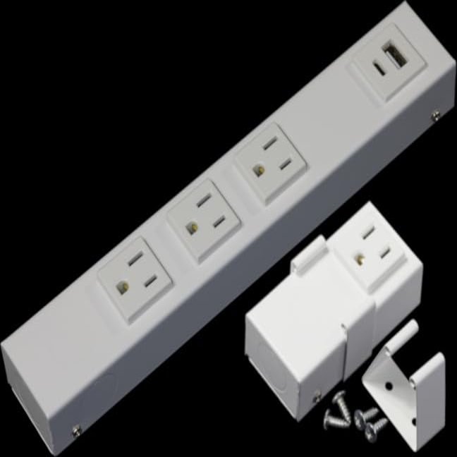 10 Hardwired Power Strip (NO Power Cord), 3 Vertical Outlets (NOT Tamper Resistant), NO Ears (Without mounting tabs on Both Ends), 15A (NEMA 5-15R - NOT a 20 Amp Unit), USB A+C, White