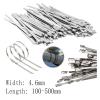 100/50Pcs Compatible For Width 4.6mm Stainless Steel Zip Tie Exhaust Wrap Coated Locking Cable Ties Multi-Purpose Metal(4.6x450mm 50pcs) view 2