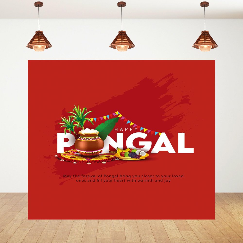 10x8ft Happy Pongal Backdrop Harvest Festival Festive Celebration Cultural Kids Adults Photography Background Party Banner Decorations Photo Studio Props
