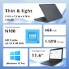 Lenovo 100w Gen 4 11.6" HD Laptop, Intel Processor N100, Intel UHD Graphics, 4GB LPDDR5, 1.12TB Storage (128GB SSD+ 1TB Docking Station Set), 720p Camera, Wi-Fi 6, Win 11 Pro, Gray view 3