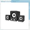 yeeplant 3 Pcs Wireless Speakers, Compact 2.1 Channel Home Theater System with Subwoofer, Adjustable Bass, HiFi Quality, Black view 2