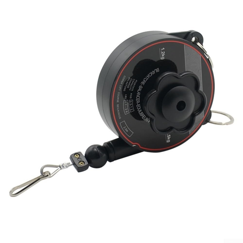 Adjustable Spring Balancer for Assembly Line, Telescopic Wire Rope Retractor 2 Meter with Safety Chain, Heavy Duty Steel Spring Balancer for Pneumatic Tools, Tool Suspension System for