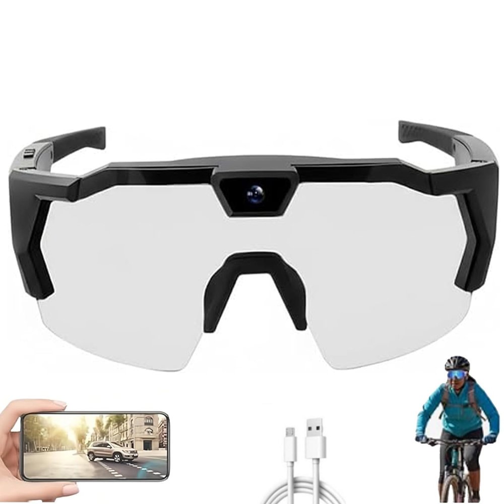4K HD POV Sports Glasses with Camera Smart Recording Baseball Glasses with Camera for Men Women Cycling Hiking Outdoor Activities (A-5,64G RAM)