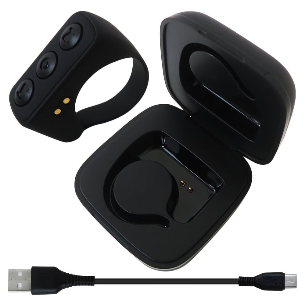 Norheirui Remote Scrolling Ring for Tiktok, Page Turner for Kindle App, Bluetooth Camera Shutter Remote for iPhone for Android for iOS for iPad, with Charging Case (Black)