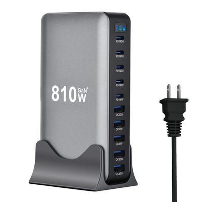 810W USB C Fast Charger Block, 10 Ports GaN IV Pro USB Chagring Station, 140W PD QC HUB for Multiple Devices, Laptop Adapter Compatible with MacBook Pro/Air iPad iPhone Pro Max, Galaxy, Dell, HP