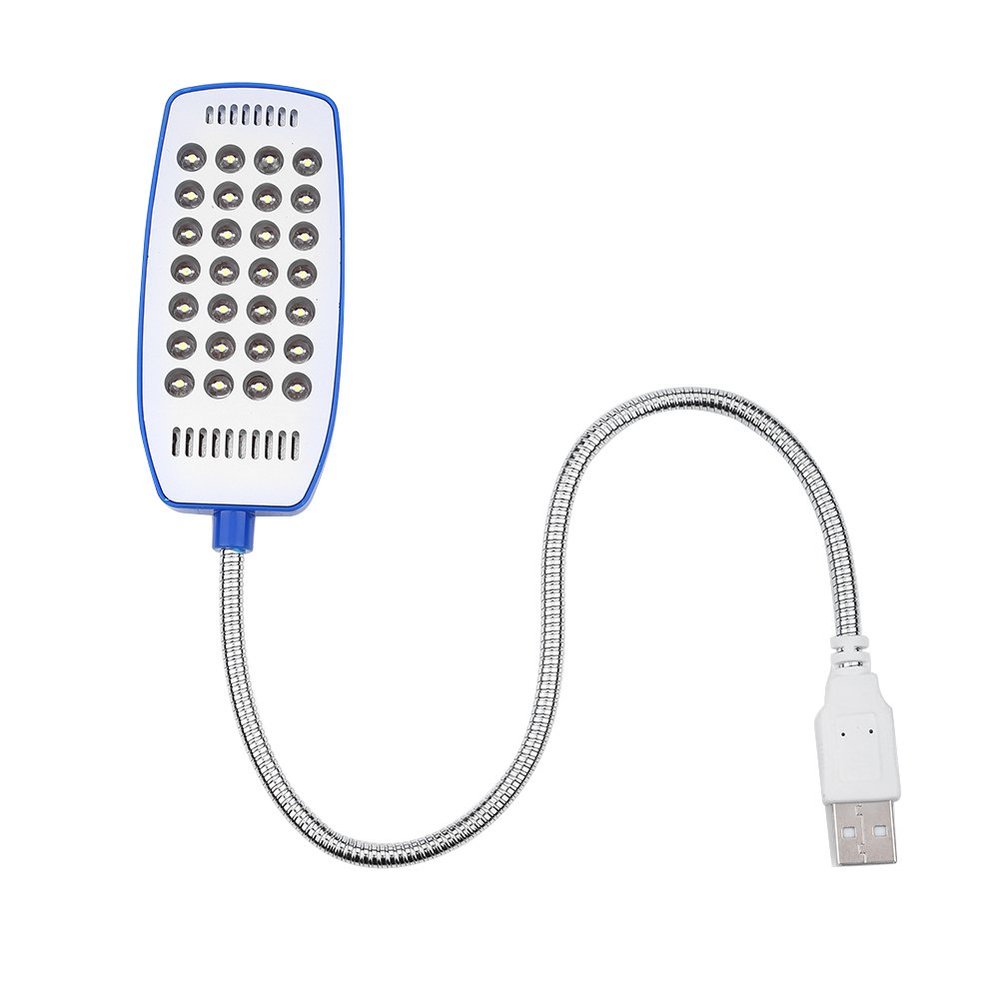 Omabeta USB LED Flexible Gooseneck Mini Light 28 Portable Reading Lamp for Laptop Office Workers, Plastic, White (Blue)
