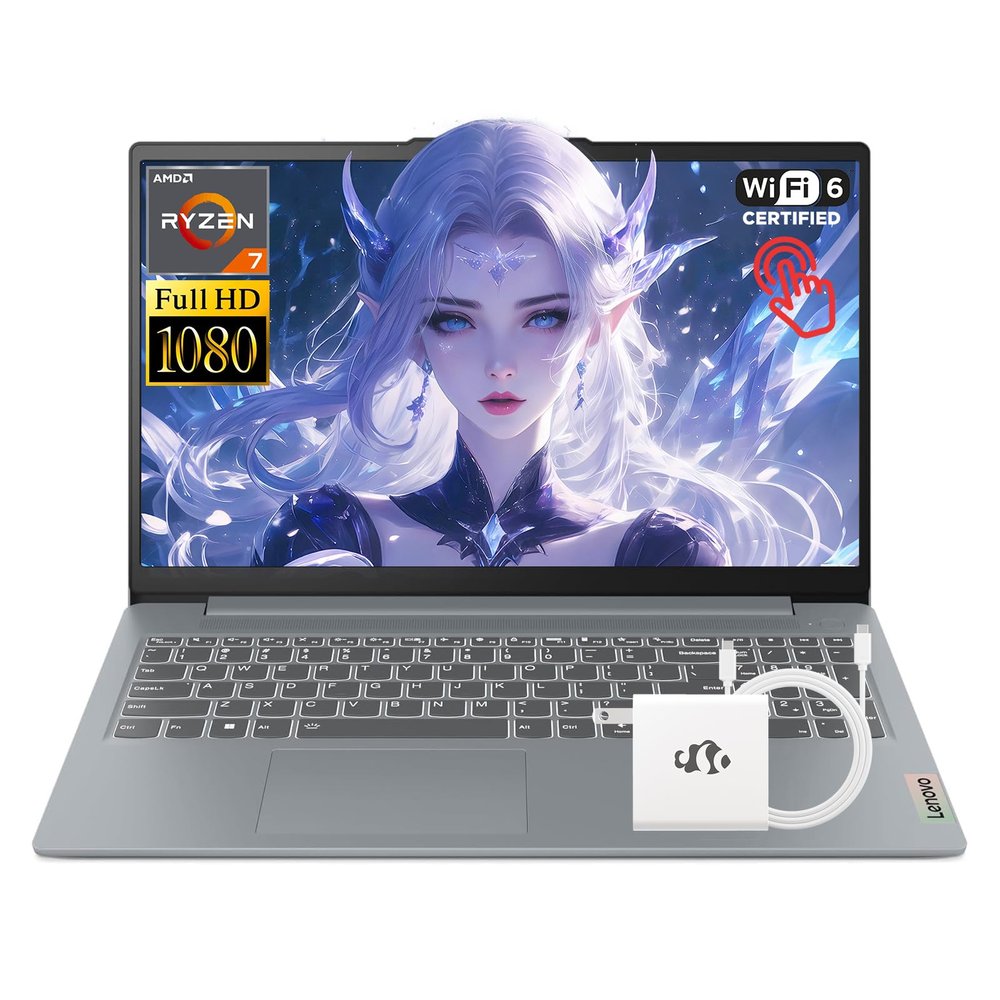 Lenovo IdeaPad Slim 3 15.6" FHD Touchscreen Laptop, 16GB RAM 512GB SSD, AMD Ryzen 7 5825U(8-Core up to 4.50 GHz), Laptop for Business-Home& Gaming with Privacy Webcam, Numeric Keypad, Wi-Fi 6, Win 11