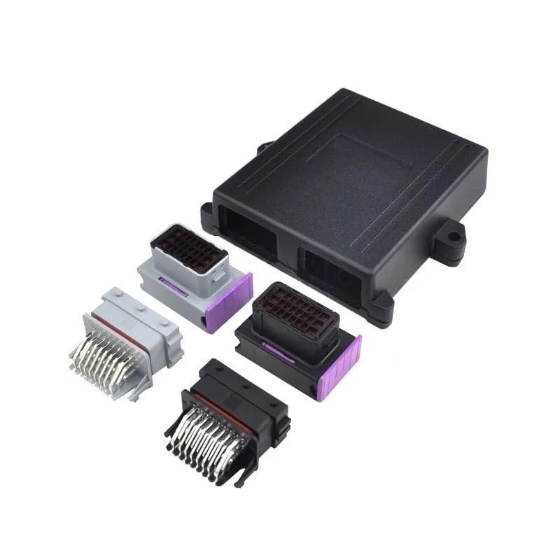 24 Pin Way 2 ho/*le Aluminum Automotive ECU Enclosure Box PCB with Male and Female Auto Connector Plug
