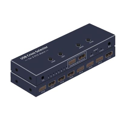 Multi-Port USB Synchronizer - Keyboard Mouse Shared Display Synchronization Controller, KVM Metal Switcher Black, for Game Tudios, Security/Stock Market Surveillance, Offices(8 Ports)