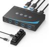 4 Port USB 3.0 Switch4 Computers Sharing USB Peripherals, Switcher Sharing Mouse Keyboard Scanner Printer, with Headset Jack Audio Out view 2