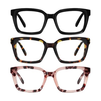 3 Pack Tortoiseshell Reading Glasses, Blue Light Blocking Square Anti Glare Reading Glasses for Women (3 Pack 2.0x)