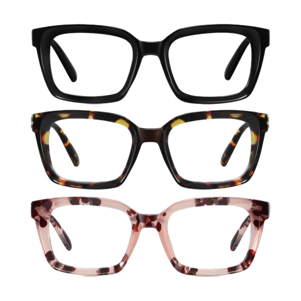 3 Pack Tortoiseshell Reading Glasses, Blue Light Blocking Square Anti Glare Reading Glasses for Women (3 Pack 2.0x)