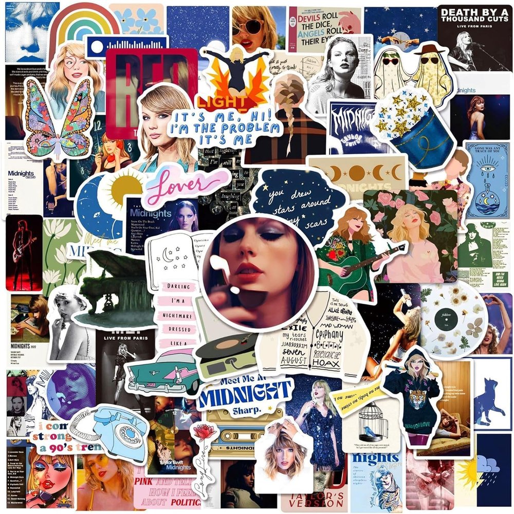 100pcs Music Taylor Stickers Pack,Waterproof Decal for Water Bottle,Adult Teen Kids Travel Case, Laptop, Guitar, Skateboard, Phone, Computer, Bike, Notebook, Helmet