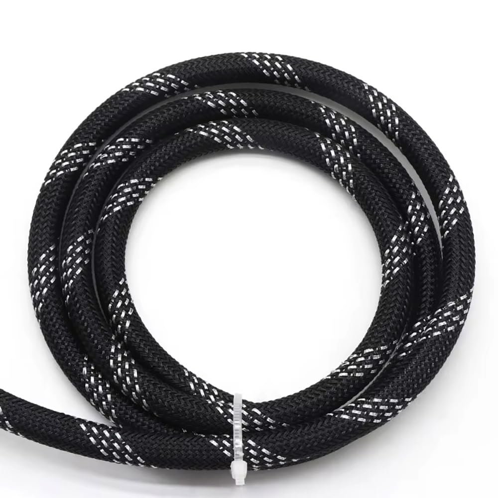 1-50M Black Silver High Density PET Braid Sleeve (4-25mm ID)  Flexible Snake Skin Cable Wrap Sheath for Electric Cables(30M,ID 8mm)
